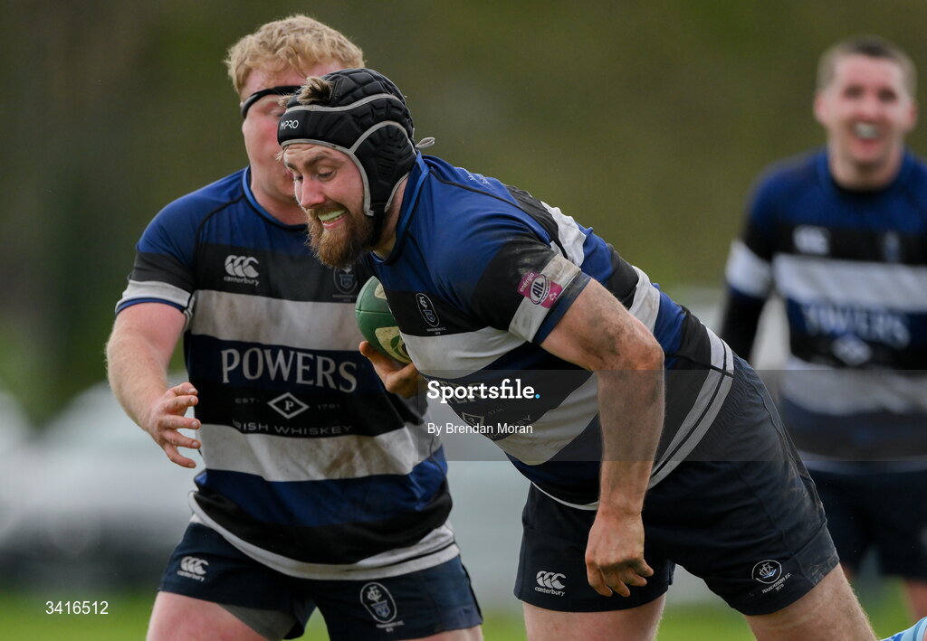 4 April 2026; JJ McIraith of Wanderers during the Energia Men's All-Ireland League Division match between MU Barnhall and Wanderers RFC at MU Barnhall RFC in Parsonstown, Kildare. Photo by Brendan Moran/Sportsfile