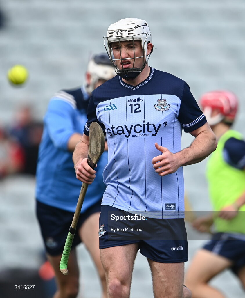 5 April 2026; Darragh Power of Dublin before the Allianz Hurling League Division 1B final match between Clare and Dublin at TUS Gaelic Grounds in Limerick. Photo by Ben McShane/Sportsfile