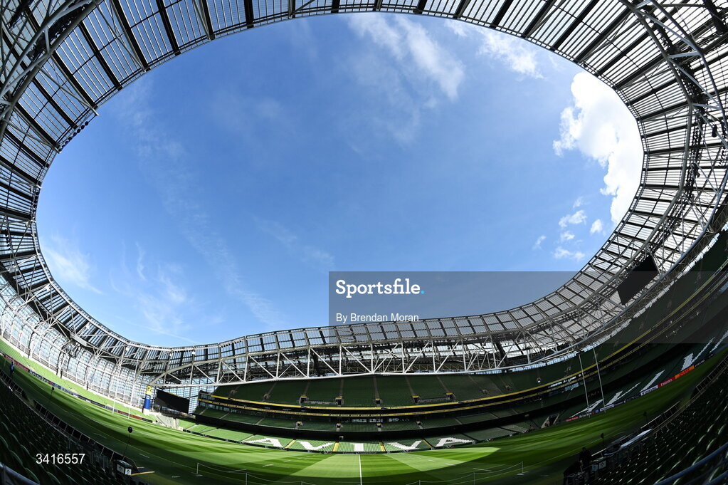 5 April 2026; A general view of the Aviva Stadium before the Investec Champions Cup match between Leinster and Edinburgh in Dublin. Photo by Brendan Moran/Sportsfile