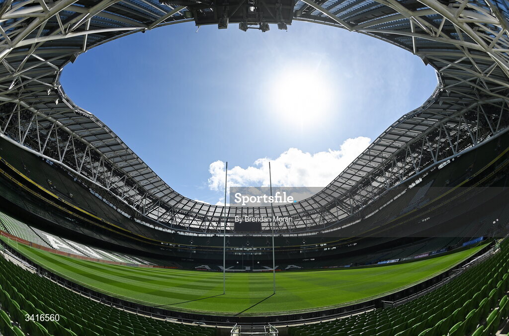5 April 2026; A general view of the Aviva Stadium before the Investec Champions Cup match between Leinster and Edinburgh in Dublin. Photo by Brendan Moran/Sportsfile