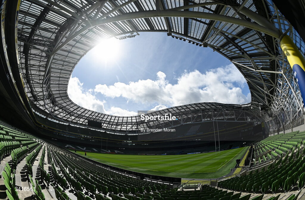 5 April 2026; A general view of the Aviva Stadium before the Investec Champions Cup match between Leinster and Edinburgh in Dublin. Photo by Brendan Moran/Sportsfile