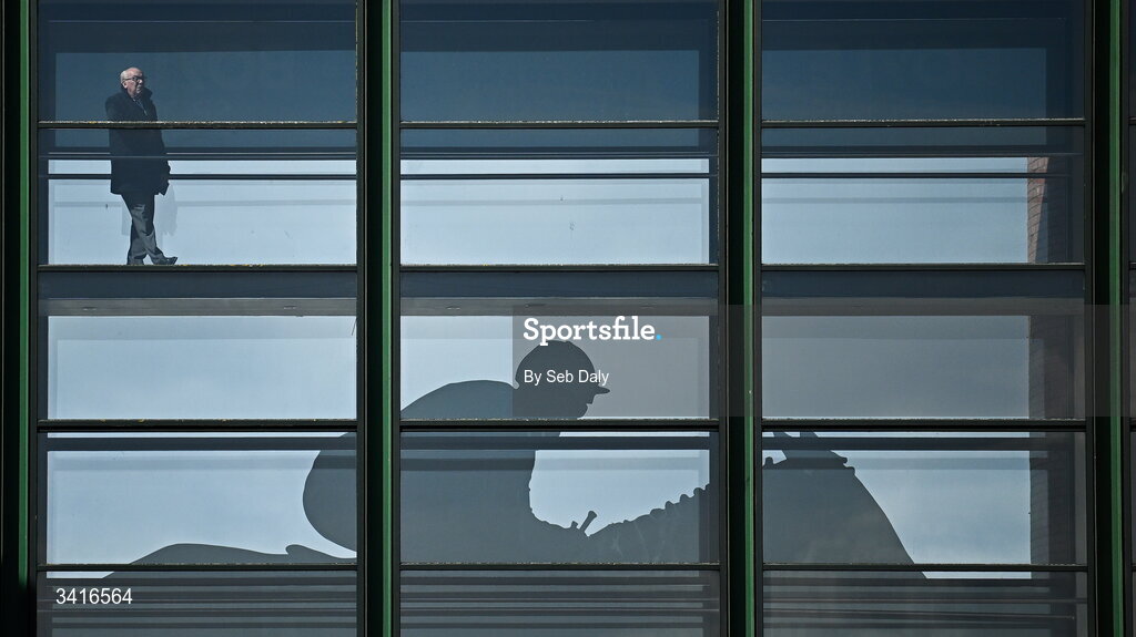 5 April 2026; A spectator watches the action from a walkway during day two of the Fairyhouse Easter Festival at Fairyhouse Racecourse in Ratoath, Meath. Photo by Seb Daly/Sportsfile