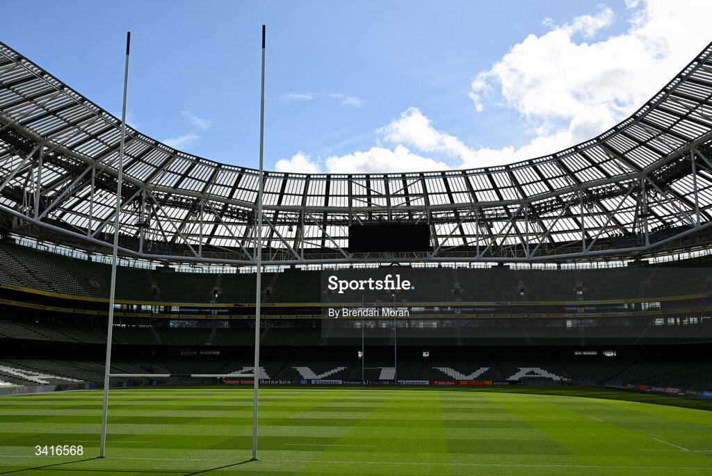 5 April 2026; A general view of the Aviva Stadium before the Investec Champions Cup match between Leinster and Edinburgh in Dublin. Photo by Brendan Moran/Sportsfile