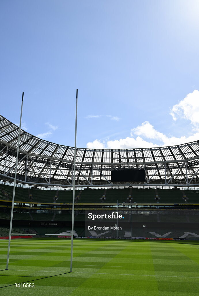 5 April 2026; A general view of the Aviva Stadium before the Investec Champions Cup match between Leinster and Edinburgh in Dublin. Photo by Brendan Moran/Sportsfile