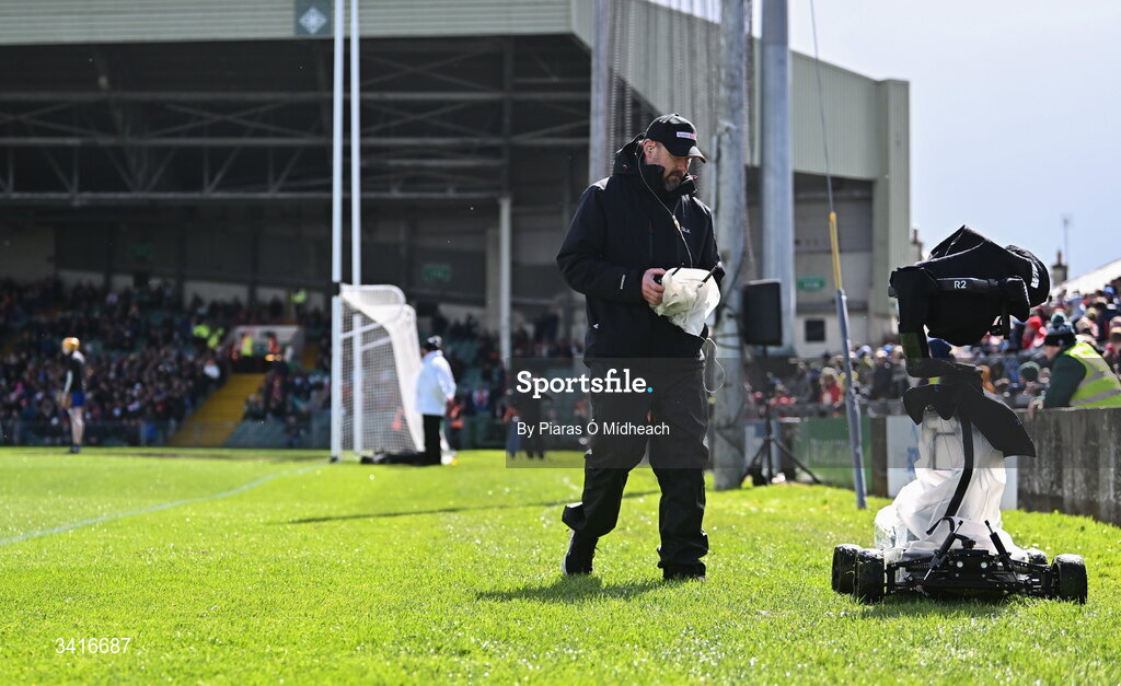5 April 2026; A remote control operated TV camera during the Allianz Hurling League Division 1B final match between Clare and Dublin at TUS Gaelic Grounds in Limerick. Photo by Piaras Ó Mídheach/Sportsfile