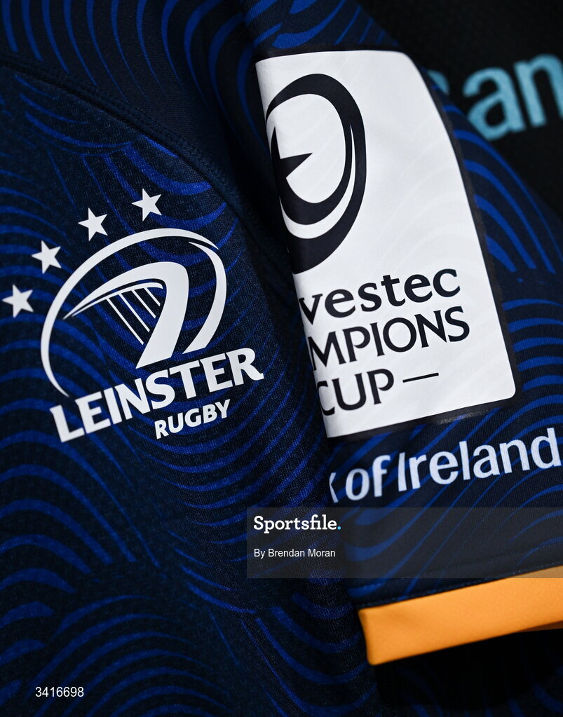 5 April 2026; The jersey of Luke McGrath in the Leinster dressingroom before the Investec Champions Cup match between Leinster and Edinburgh at the Aviva Stadium in Dublin. Photo by Brendan Moran/Sportsfile