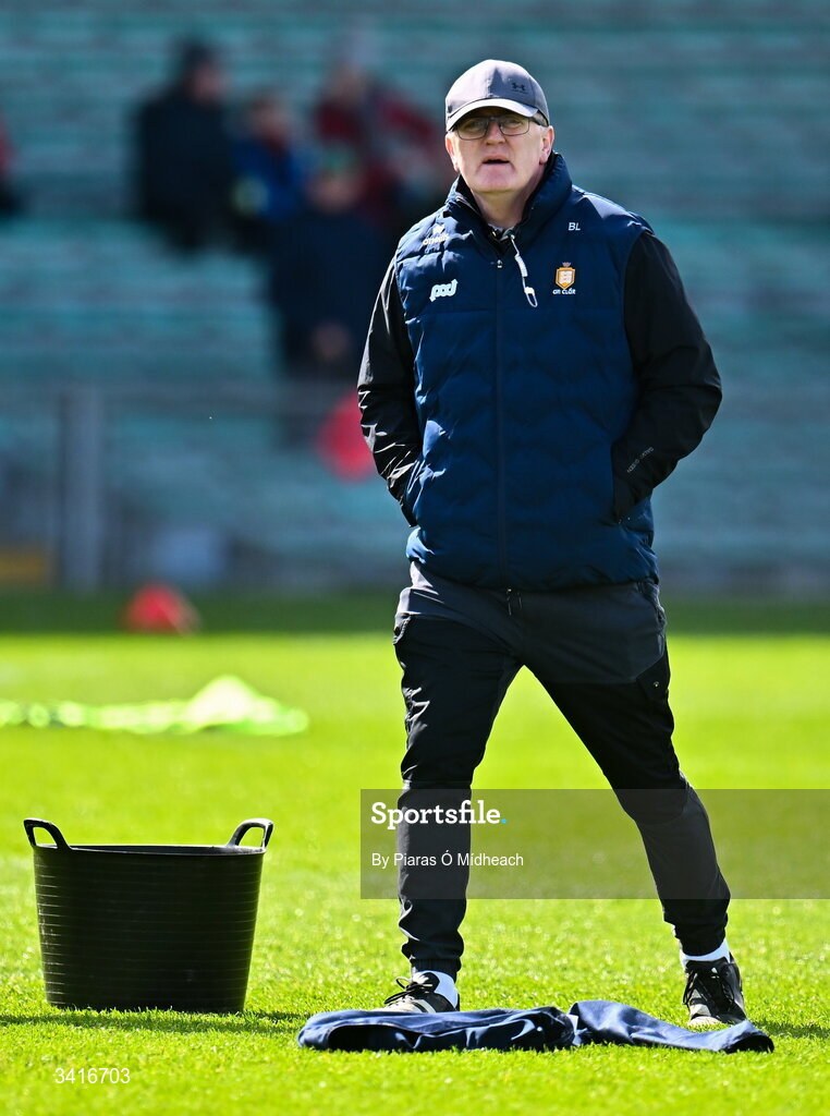 5 April 2026; Clare manager Brian Lohan before the Allianz Hurling League Division 1B final match between Clare and Dublin at TUS Gaelic Grounds in Limerick. Photo by Piaras Ó Mídheach/Sportsfile