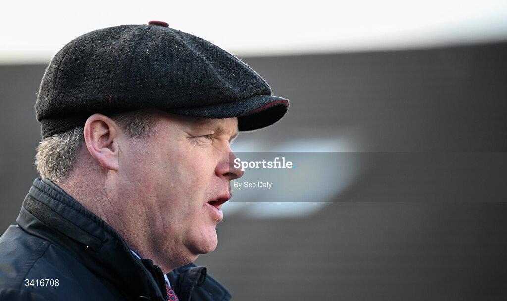 5 April 2026; Trainer Gordon Elliott after sending out Koktail Brut to win the Donohue Marquees Novice Hurdle during day two of the Fairyhouse Easter Festival at Fairyhouse Racecourse in Ratoath, Meath. Photo by Seb Daly/Sportsfile