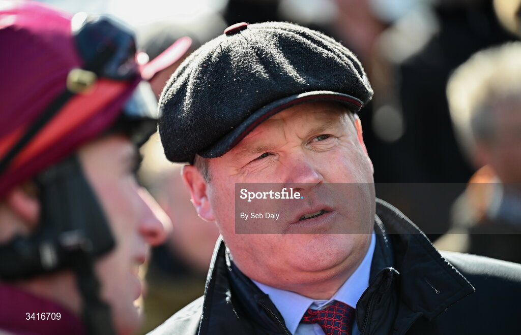 5 April 2026; Trainer Gordon Elliott after sending out Koktail Brut to win the Donohue Marquees Novice Hurdle during day two of the Fairyhouse Easter Festival at Fairyhouse Racecourse in Ratoath, Meath. Photo by Seb Daly/Sportsfile