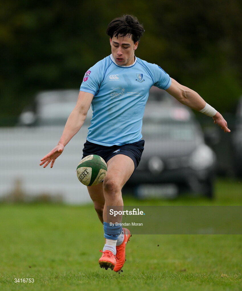 4 April 2026; Nick Doggett of MU Barnhall during the Energia Men's All-Ireland League Division match between MU Barnhall and Wanderers RFC at MU Barnhall RFC in Parsonstown, Kildare. Photo by Brendan Moran/Sportsfile