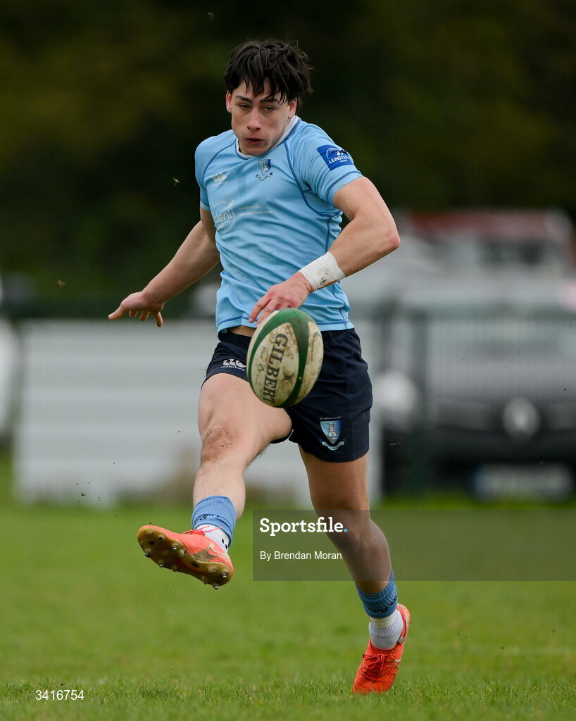 4 April 2026; Nick Doggett of MU Barnhall during the Energia Men's All-Ireland League Division match between MU Barnhall and Wanderers RFC at MU Barnhall RFC in Parsonstown, Kildare. Photo by Brendan Moran/Sportsfile