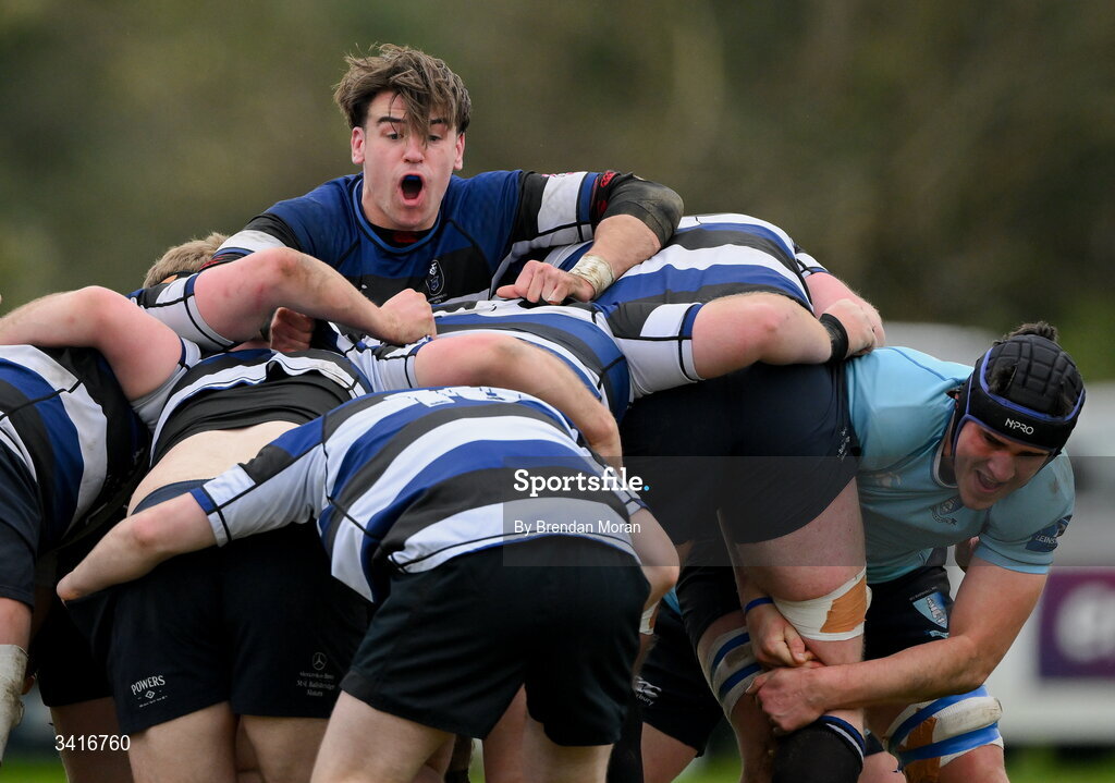 4 April 2026; Karl Madden of Wanderers during the Energia Men's All-Ireland League Division match between MU Barnhall and Wanderers RFC at MU Barnhall RFC in Parsonstown, Kildare. Photo by Brendan Moran/Sportsfile