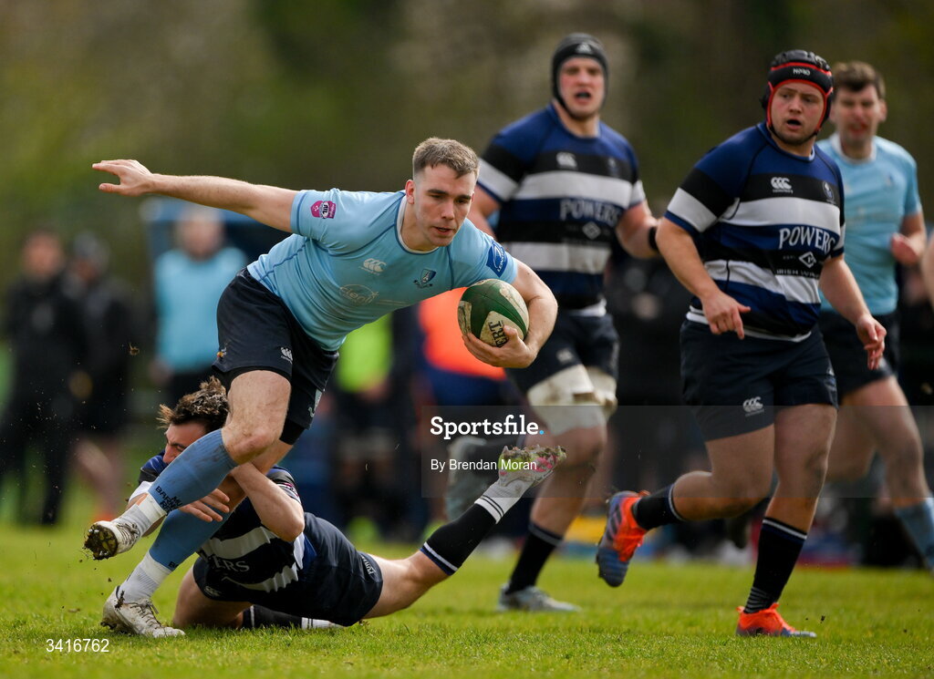 4 April 2026; Shane Mallon of MU Barnhall during the Energia Men's All-Ireland League Division match between MU Barnhall and Wanderers RFC at MU Barnhall RFC in Parsonstown, Kildare. Photo by Brendan Moran/Sportsfile