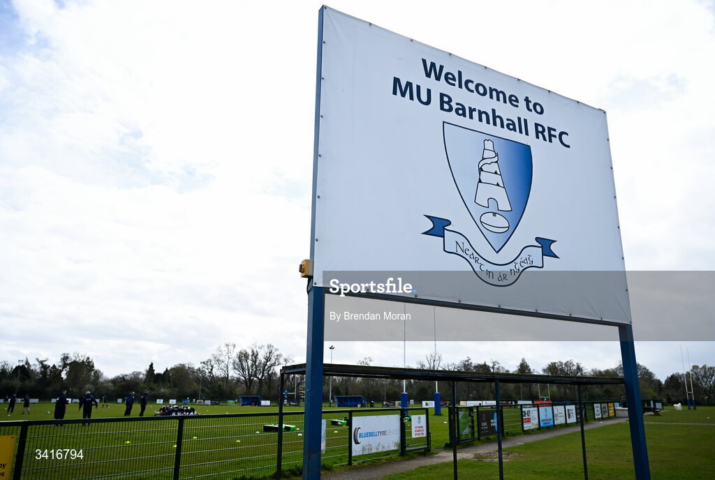 4 April 2026; A general view before the Energia Men's All-Ireland League Division match between MU Barnhall and Wanderers RFC at MU Barnhall RFC in Parsonstown, Kildare. Photo by Brendan Moran/Sportsfile