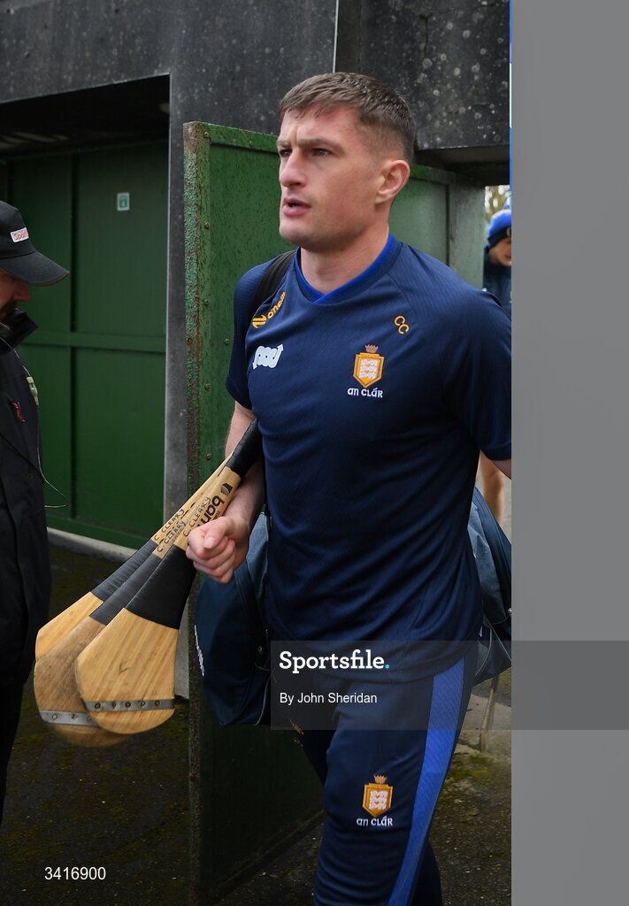 5 April 2026; Conor Cleary of Clare arrives before the Allianz Hurling League Division 1B final match between Clare and Dublin at TUS Gaelic Grounds in Limerick. Photo by John Sheridan/Sportsfile