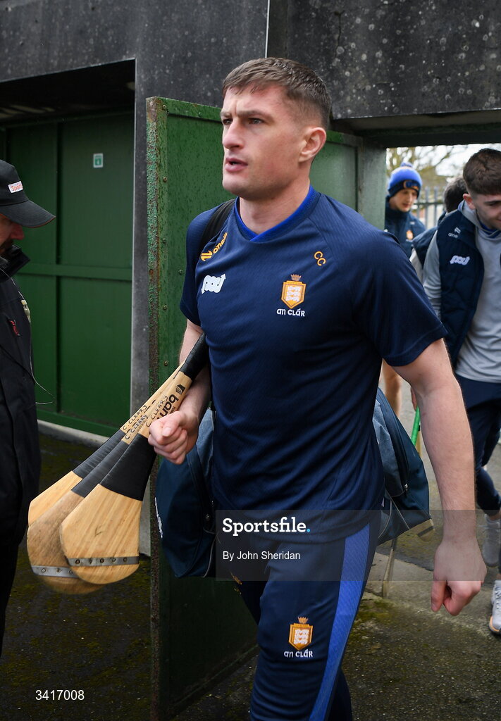 5 April 2026; Conor Cleary of Clare arrives before the Allianz Hurling League Division 1B final match between Clare and Dublin at TUS Gaelic Grounds in Limerick. Photo by John Sheridan/Sportsfile