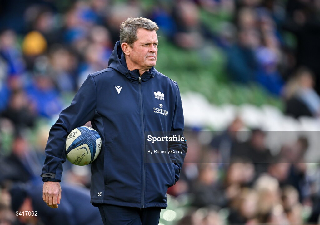 5 April 2026; Edinburgh head coach Sean Everitt before the Investec Champions Cup match between Leinster and Edinburgh at the Aviva Stadium in Dublin. Photo by Ramsey Cardy/Sportsfile