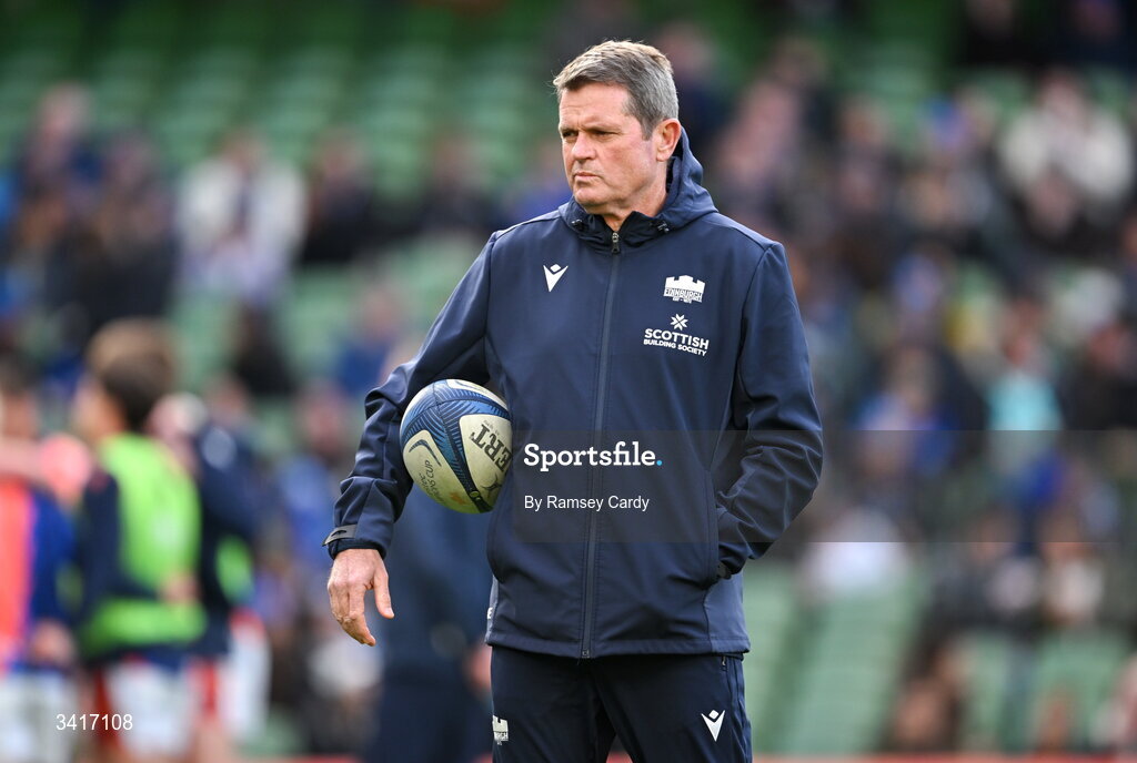 5 April 2026; Edinburgh head coach Sean Everitt before the Investec Champions Cup match between Leinster and Edinburgh at the Aviva Stadium in Dublin. Photo by Ramsey Cardy/Sportsfile