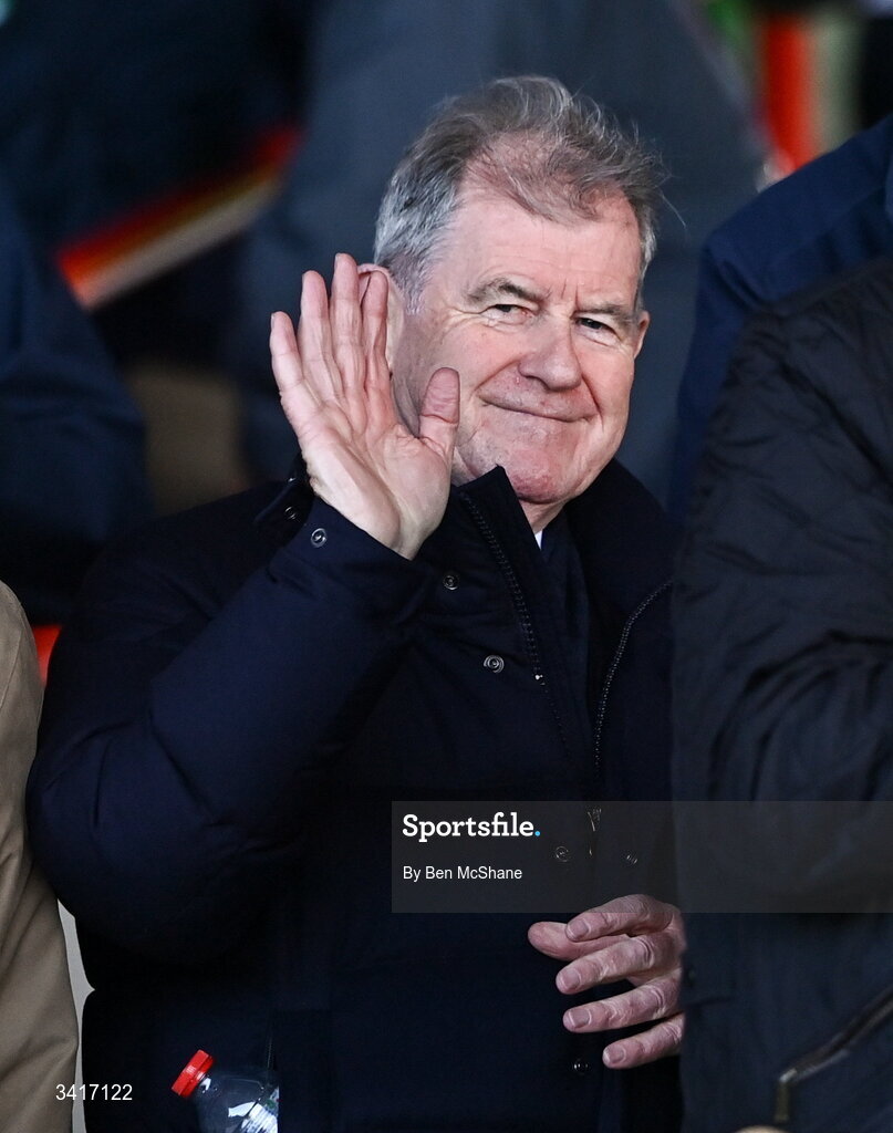5 April 2026; Limerick businessman JP McManus in attendance after the Allianz Hurling League Division 1A final match between Limerick and Cork at TUS Gaelic Grounds in Limerick. Photo by Ben McShane/Sportsfile