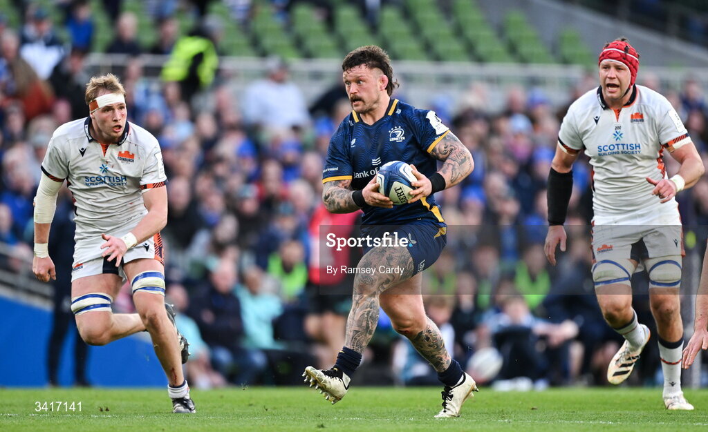 5 April 2026; Andrew Porter of Leinster during the Investec Champions Cup match between Leinster and Edinburgh at the Aviva Stadium in Dublin. Photo by Ramsey Cardy/Sportsfile