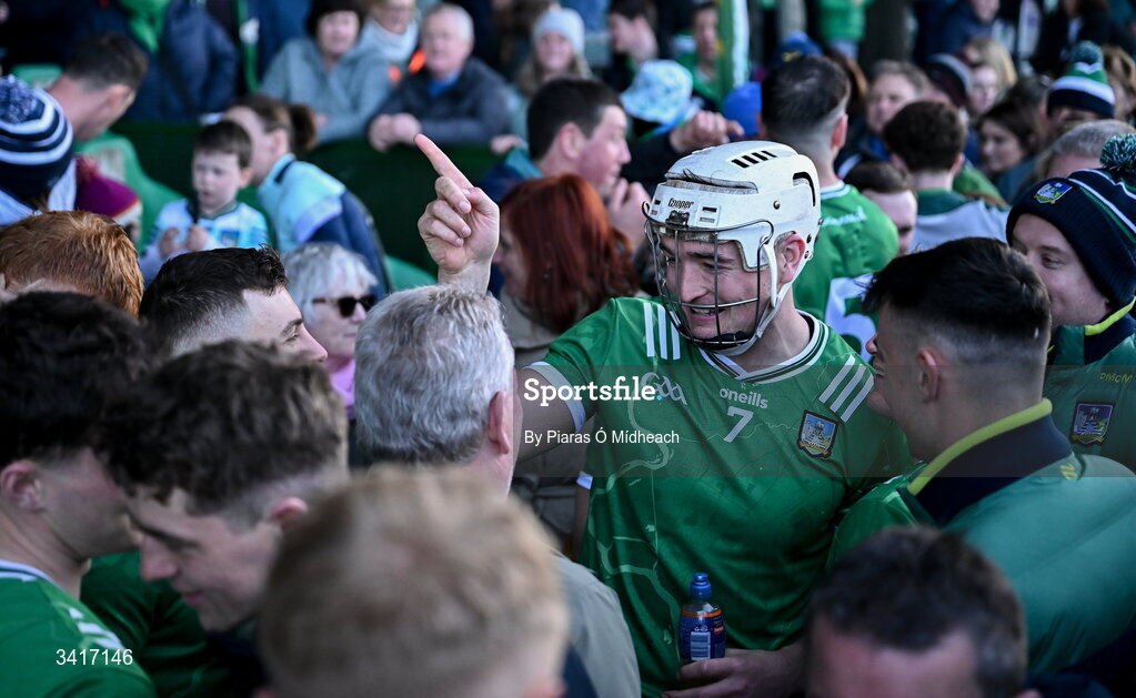 5 April 2026; Kyle Hayes of Limerick celebrates after his side's victory in the Allianz Hurling League Division 1A final match between Limerick and Cork at TUS Gaelic Grounds in Limerick. Photo by Piaras Ó Mídheach/Sportsfile