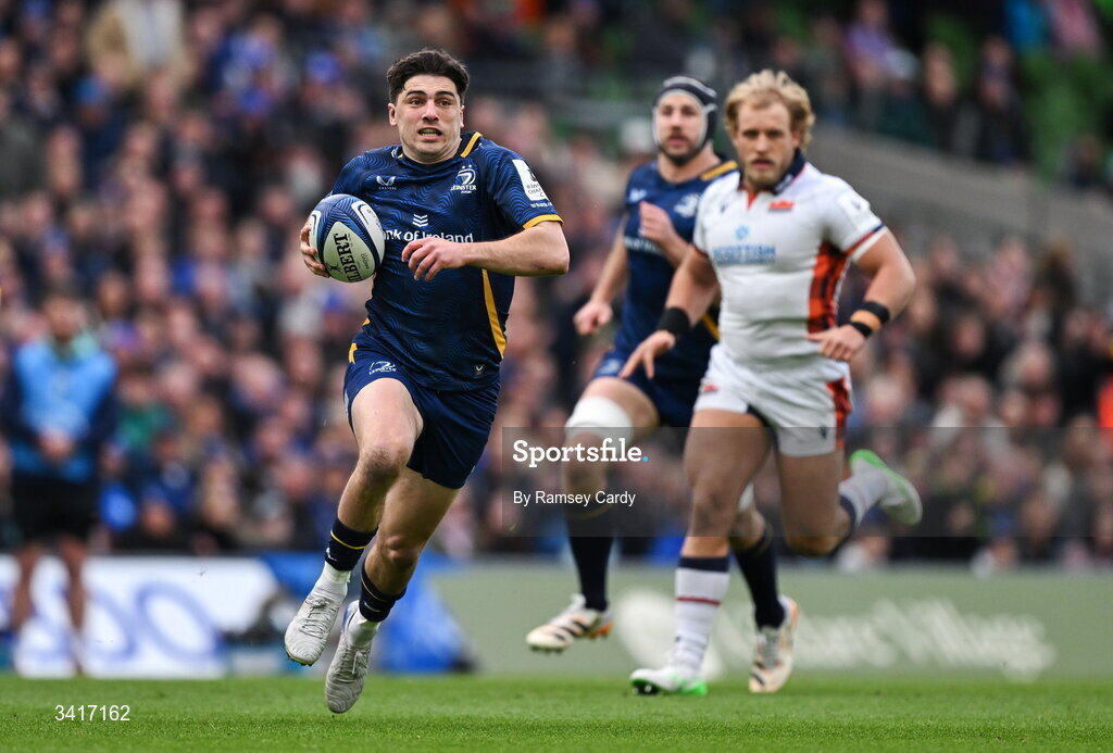 5 April 2026; Jimmy O'Brien of Leinster during the Investec Champions Cup match between Leinster and Edinburgh at the Aviva Stadium in Dublin. Photo by Ramsey Cardy/Sportsfile
