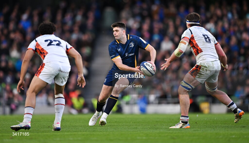 5 April 2026; Harry Byrne of Leinster during the Investec Champions Cup match between Leinster and Edinburgh at the Aviva Stadium in Dublin. Photo by Ramsey Cardy/Sportsfile