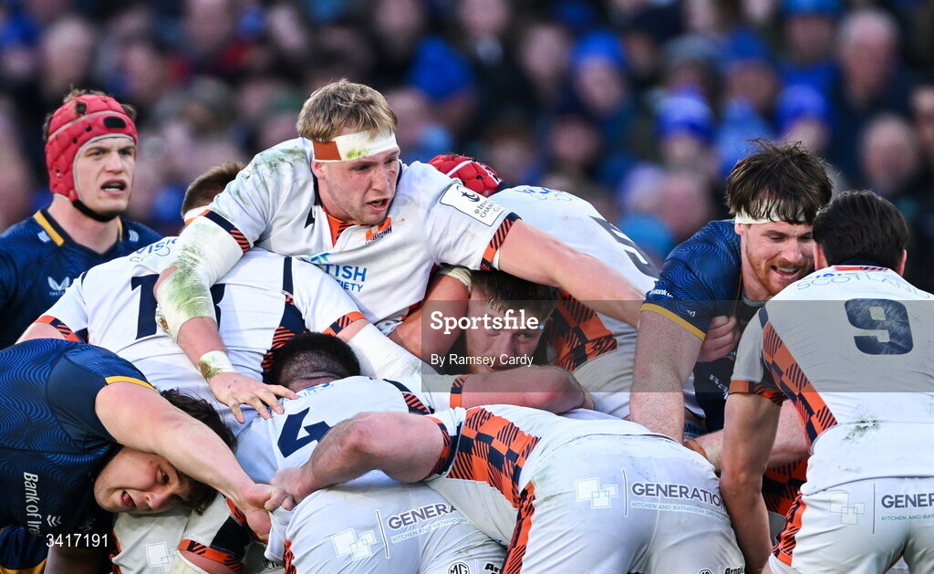5 April 2026; Joe McCarthy of Leinster during the Investec Champions Cup match between Leinster and Edinburgh at the Aviva Stadium in Dublin. Photo by Ramsey Cardy/Sportsfile