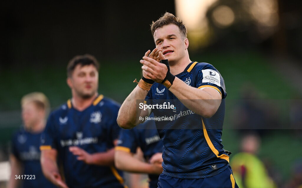 5 April 2026; Josh van der Flier of Leinster after the Investec Champions Cup match between Leinster and Edinburgh at the Aviva Stadium in Dublin. Photo by Ramsey Cardy/Sportsfile