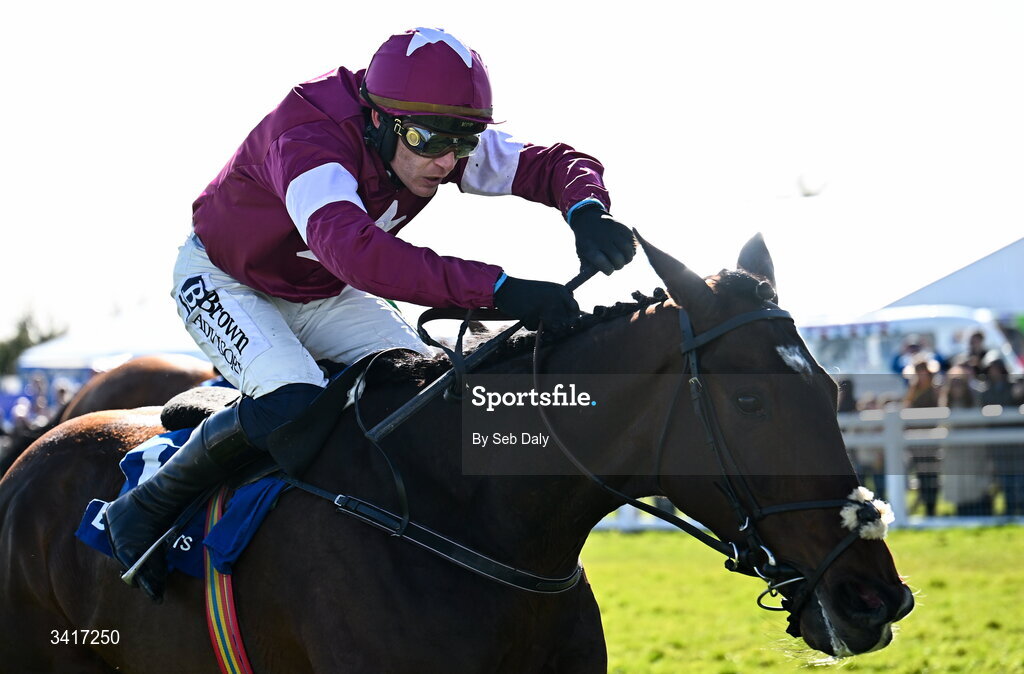 5 April 2026; Karamoja, with Paul Townend up, during the BOYLE Sports Novice Handicap Steeplechase on day two of the Fairyhouse Easter Festival at Fairyhouse Racecourse in Ratoath, Meath. Photo by Seb Daly/Sportsfile