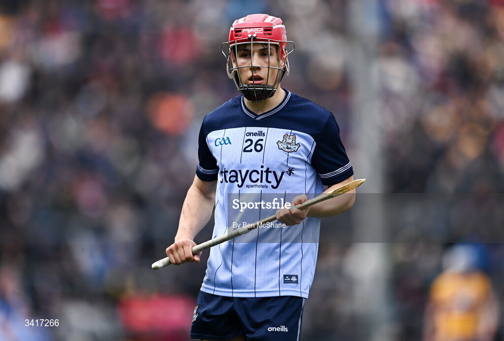 5 April 2026; Conor Groarke of Dublin during the Allianz Hurling League Division 1B final match between Clare and Dublin at TUS Gaelic Grounds in Limerick. Photo by Ben McShane/Sportsfile