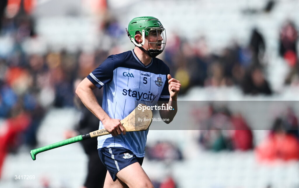 5 April 2026; Paddy Doyle of Dublin during the Allianz Hurling League Division 1B final match between Clare and Dublin at TUS Gaelic Grounds in Limerick. Photo by Ben McShane/Sportsfile