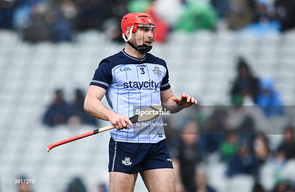 5 April 2026; Paddy Smyth of Dublin during the Allianz Hurling League Division 1B final match between Clare and Dublin at TUS Gaelic Grounds in Limerick. Photo by Ben McShane/Sportsfile