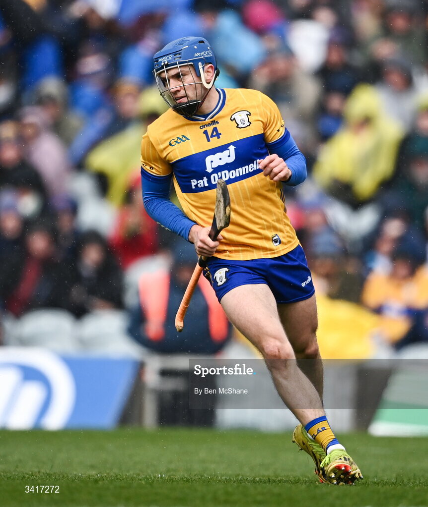 5 April 2026; Shane O'Donnell of Clare during the Allianz Hurling League Division 1B final match between Clare and Dublin at TUS Gaelic Grounds in Limerick. Photo by Ben McShane/Sportsfile