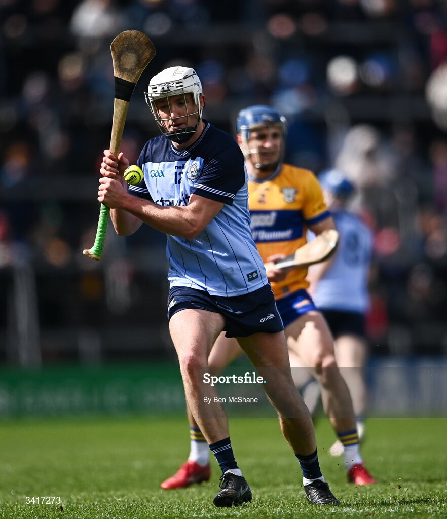 5 April 2026; Darragh Power of Dublin during the Allianz Hurling League Division 1B final match between Clare and Dublin at TUS Gaelic Grounds in Limerick. Photo by Ben McShane/Sportsfile