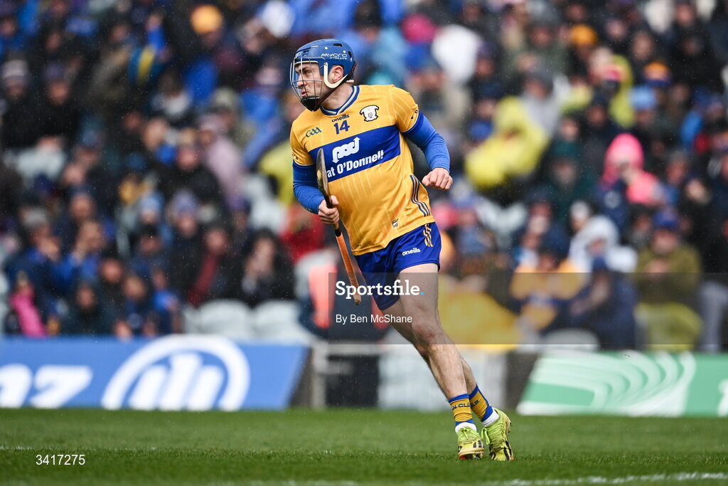 5 April 2026; Shane O'Donnell of Clare during the Allianz Hurling League Division 1B final match between Clare and Dublin at TUS Gaelic Grounds in Limerick. Photo by Ben McShane/Sportsfile