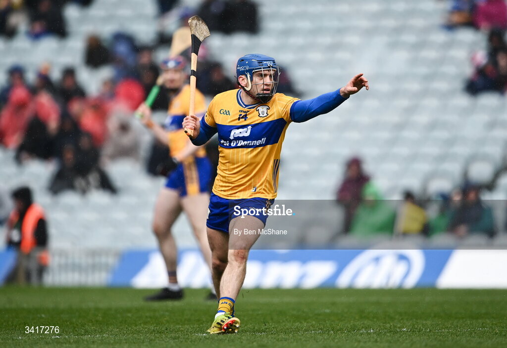 5 April 2026; Shane O'Donnell of Clare during the Allianz Hurling League Division 1B final match between Clare and Dublin at TUS Gaelic Grounds in Limerick. Photo by Ben McShane/Sportsfile