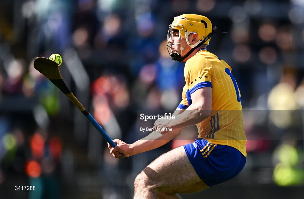 5 April 2026; Mark Rodgers of Clare during the Allianz Hurling League Division 1B final match between Clare and Dublin at TUS Gaelic Grounds in Limerick. Photo by Ben McShane/Sportsfile