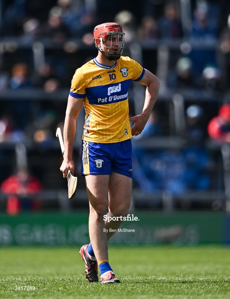 5 April 2026; Peter Duggan of Clare during the Allianz Hurling League Division 1B final match between Clare and Dublin at TUS Gaelic Grounds in Limerick. Photo by Ben McShane/Sportsfile