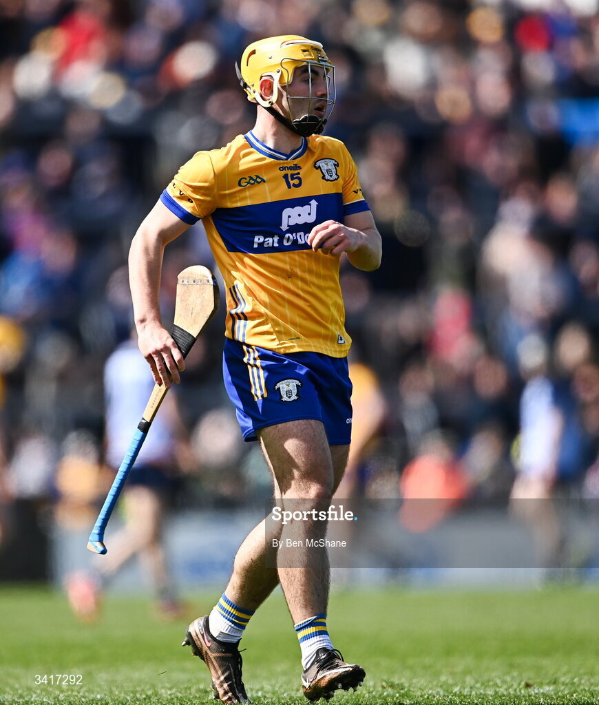 5 April 2026; Mark Rodgers of Clare during the Allianz Hurling League Division 1B final match between Clare and Dublin at TUS Gaelic Grounds in Limerick. Photo by Ben McShane/Sportsfile