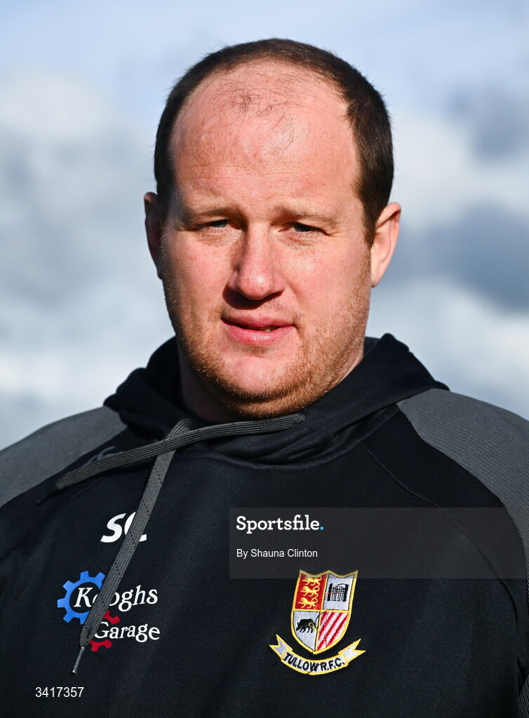 4 April 2026; Tullow RFC captain Scott Caldbeck ahead of the Bank of Ireland Provincial Towns Cup semi-final match between Naas RFC and Tullow RFC at County Carlow RFC in Oakpark, Carlow. Photo by Shauna Clinton/Sportsfile