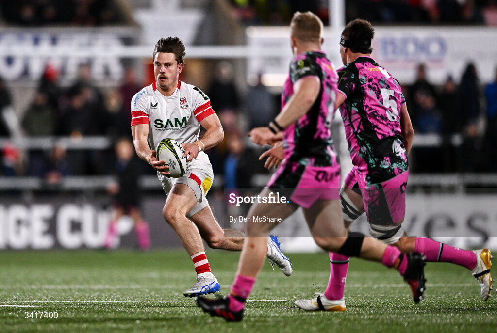 4 April 2026; / during the EPCR Challenge Cup match between Ulster and Ospreys at Affidea Stadium in Belfast. Photo by Ben McShane/Sportsfile