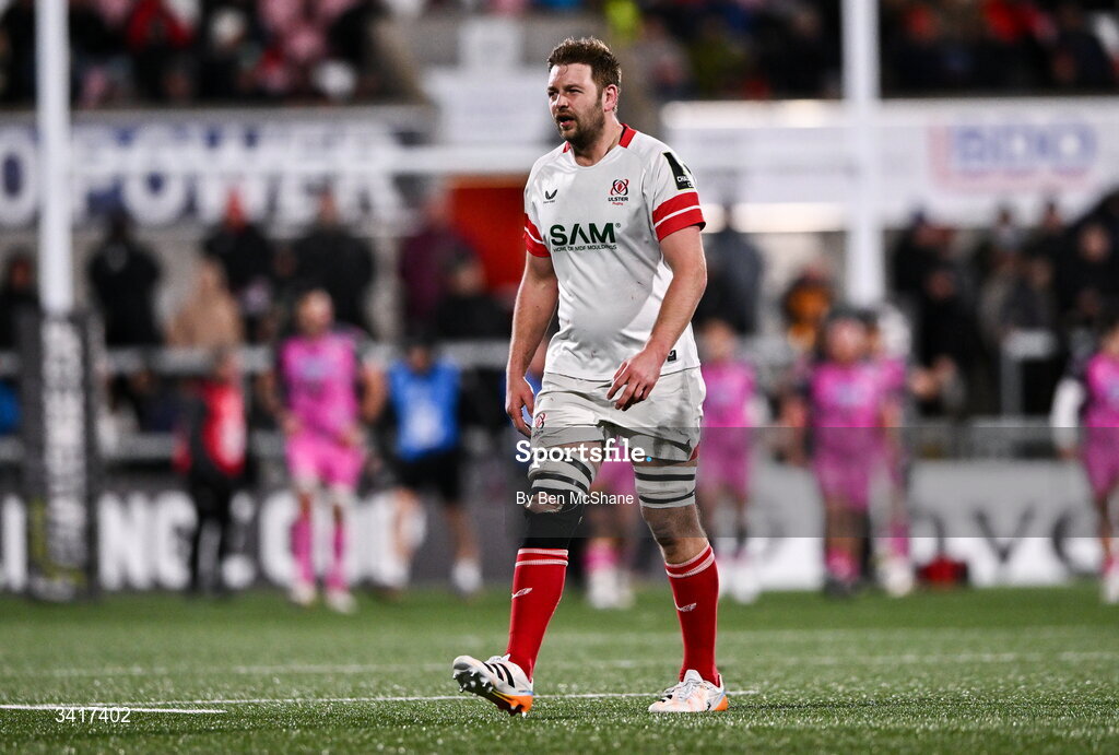 4 April 2026; Iain Henderson of Ulster during the EPCR Challenge Cup match between Ulster and Ospreys at Affidea Stadium in Belfast. Photo by Ben McShane/Sportsfile