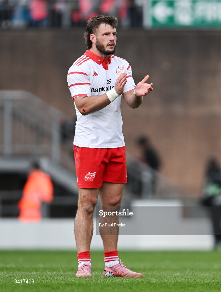 4 April 2026; Alex Nankivell of Munster Rugby during the EPCR Challenge Cup match between Exeter Chiefs and Munster at Sandy Park in Exeter, England. Photo by Paul Phelan/Sportsfile