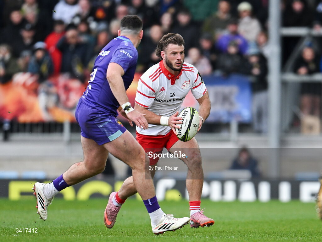 4 April 2026; Alex Nankivell of Munster Rugby during the EPCR Challenge Cup match between Exeter Chiefs and Munster at Sandy Park in Exeter, England. Photo by Paul Phelan/Sportsfile