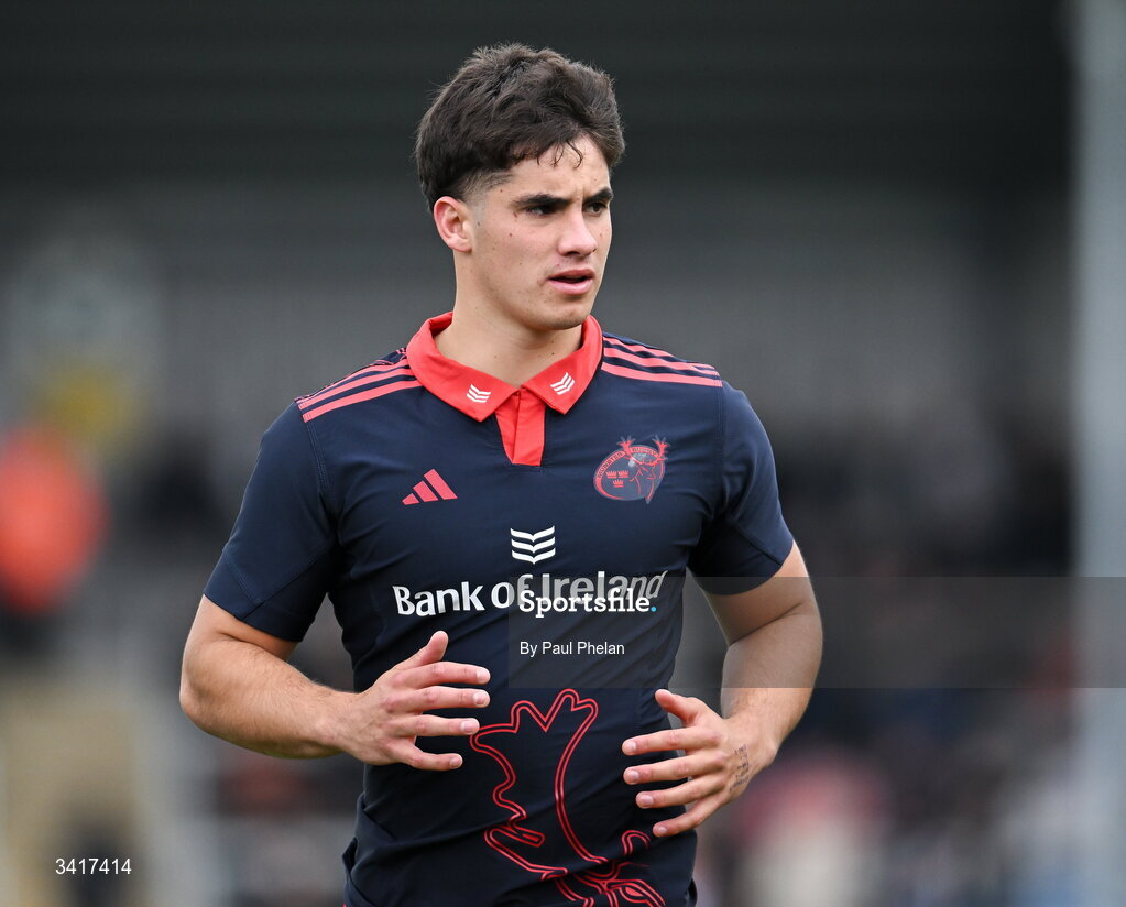4 April 2026; Ben O’Donovan of Munster Rugby warms up before the EPCR Challenge Cup match between Exeter Chiefs and Munster at Sandy Park in Exeter, England. Photo by Paul Phelan/Sportsfile