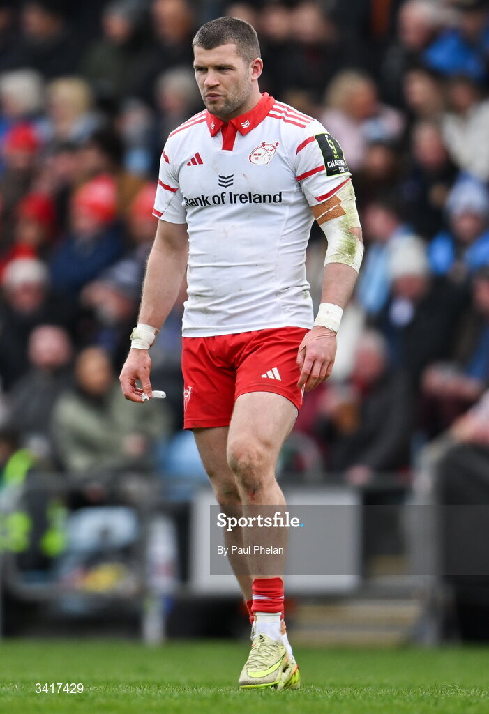 4 April 2026; Diarmuid Kilgallen of Munster Rugby during the EPCR Challenge Cup match between Exeter Chiefs and Munster at Sandy Park in Exeter, England. Photo by Paul Phelan/Sportsfile