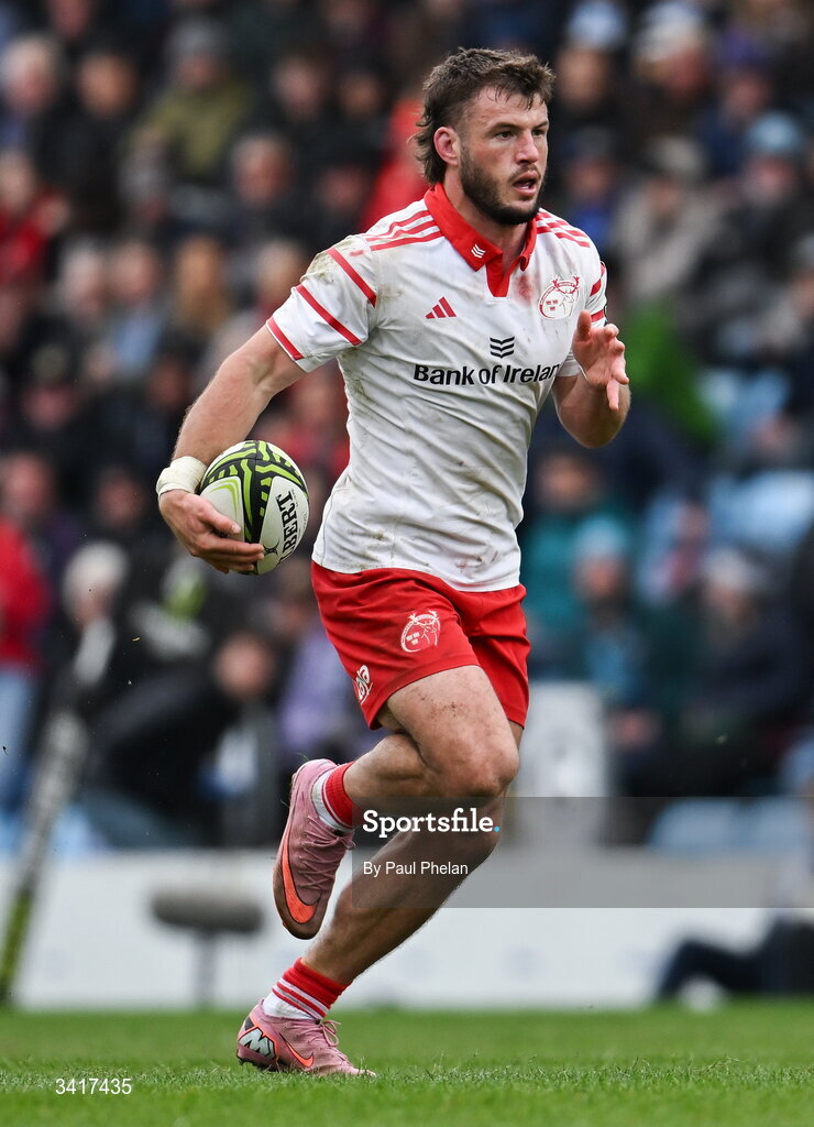 4 April 2026; Alex Nankivell of Munster Rugby during the EPCR Challenge Cup match between Exeter Chiefs and Munster at Sandy Park in Exeter, England. Photo by Paul Phelan/Sportsfile