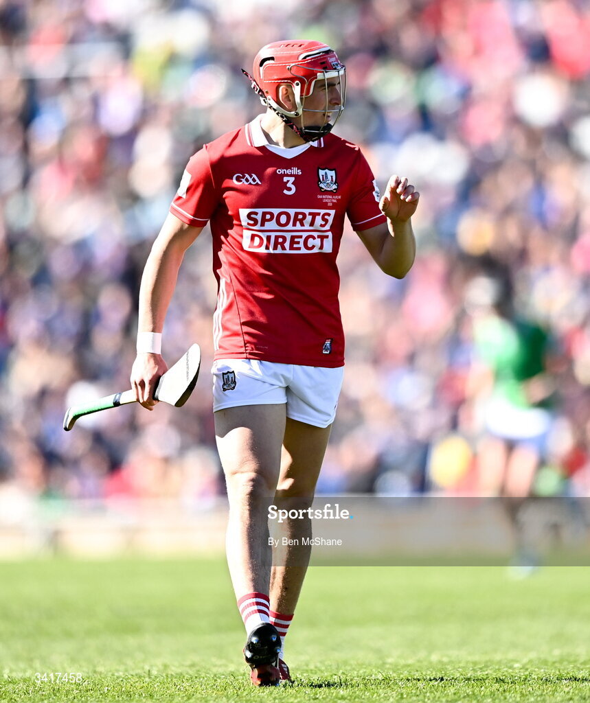 5 April 2026; Ciarán Joyce of Cork during the Allianz Hurling League Division 1A final match between Limerick and Cork at TUS Gaelic Grounds in Limerick. Photo by Ben McShane/Sportsfile