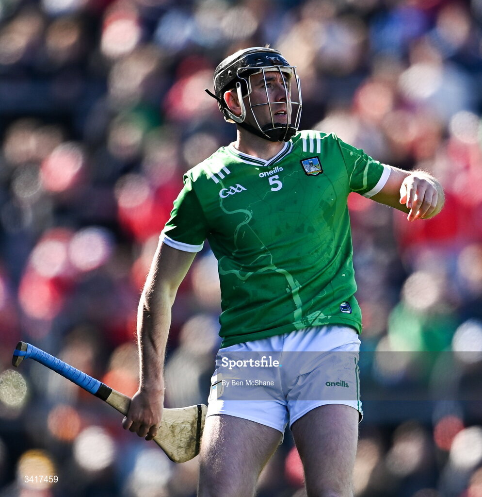 5 April 2026; Diarmaid Byrnes of Limerick during the Allianz Hurling League Division 1A final match between Limerick and Cork at TUS Gaelic Grounds in Limerick. Photo by Ben McShane/Sportsfile